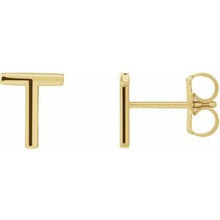 Load image into Gallery viewer, 14K Yellow Single Initial T Earring
