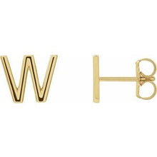 Load image into Gallery viewer, 14K Yellow Single Initial W Earring
