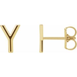 14K Yellow Single Initial Y Earring
