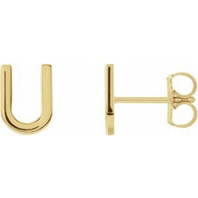 Charger l&#39;image dans la galerie, 14K Yellow Single Initial U Earring
