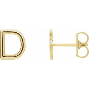 14K Yellow Single Initial D Earring