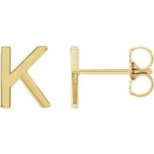 Load image into Gallery viewer, 14K Yellow Single Initial K Earring
