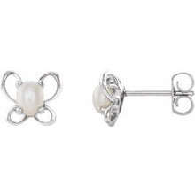 Load image into Gallery viewer, Sterling Silver 4x3 mm Oval June Youth Butterfly Birthstone Earrings
