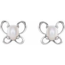 Load image into Gallery viewer, Sterling Silver 4x3 mm Oval June Youth Butterfly Birthstone Earrings
