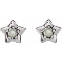 Load image into Gallery viewer, Sterling Silver 3 mm Round June Youth Star Birthstone Earrings
