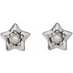 Sterling Silver 3 mm Round June Youth Star Birthstone Earrings