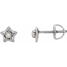 Load image into Gallery viewer, Sterling Silver 3 mm Round June Youth Star Birthstone Earrings
