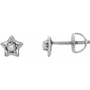 Sterling Silver 3 mm Round June Youth Star Birthstone Earrings