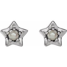 Load image into Gallery viewer, Sterling Silver 3 mm Round June Youth Star Birthstone Earrings
