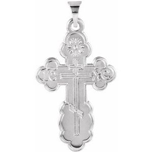 Sterling Silver 26x17 mm St. Olga Orthodox Cross Pendant