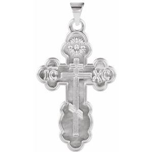Sterling Silver 32x21 mm St. Olga Orthodox Cross Pendant