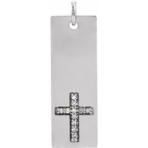Sterling Silver .03 CTW Diamond Bar Cross Pendant