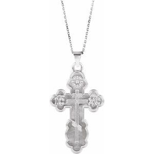 Sterling Silver 32x21 mm St. Olga Orthodox Cross Pendant