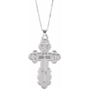 Sterling Silver 40x26 mm St. Olga Orthodox Cross Pendant