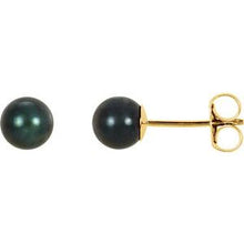Load image into Gallery viewer, 14K Yellow 5 mm Black Akoya Cultured Pearl Earrings
