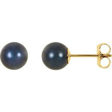Load image into Gallery viewer, 14K Yellow 6 mm Black Akoya Cultured Pearl Earrings
