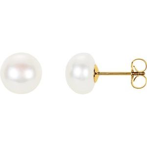 14K Yellow Freshwater Cultured Pearl Earrings