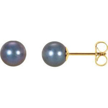 Load image into Gallery viewer, 14K Yellow 6.5-7 mm Black Freshwater Cultured Pearl Earrings
