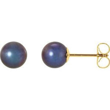 Load image into Gallery viewer, 14K Yellow 5.5-6 mm Black Freshwater Cultured Pearl Earrings
