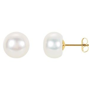14K Yellow 10 mm to 11 mm Freshwater Cultured Pearl Earrings