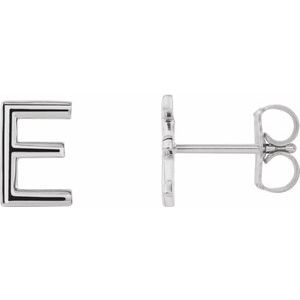 Platinum Single Initial E Earring