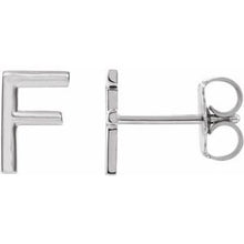 Load image into Gallery viewer, Platinum Single Initial F Earring
