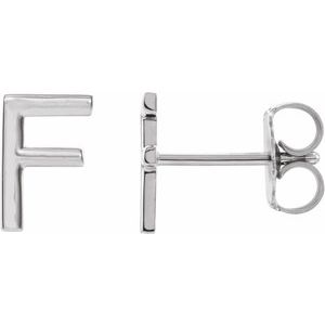 14K White Single Initial F Earring