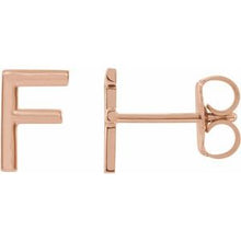 Charger l&#39;image dans la galerie, 14K Rose Single Initial F Earring
