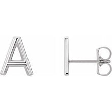 Load image into Gallery viewer, Platinum Single Initial A Earring
