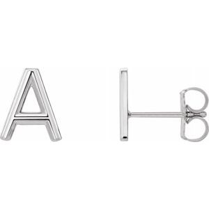 Platinum Single Initial A Earring