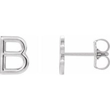 Load image into Gallery viewer, Platinum Single Initial B Earring
