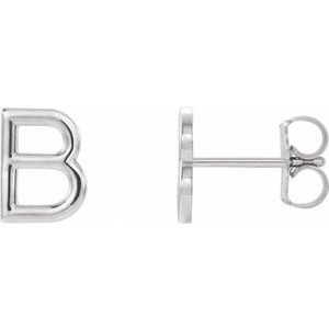 Platinum Single Initial B Earring