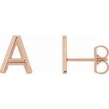 Load image into Gallery viewer, 14K Rose Single Initial A Earring
