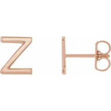 Load image into Gallery viewer, 14K Rose Single Initial Z Earring
