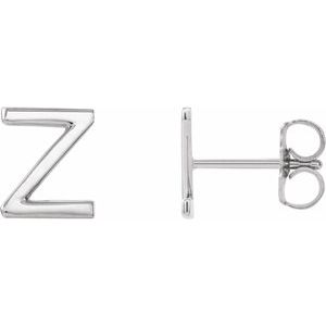 Platinum Single Initial Z Earring