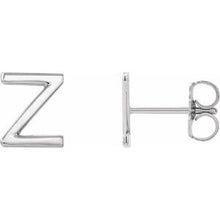 Load image into Gallery viewer, 14K White Single Initial Z Earring
