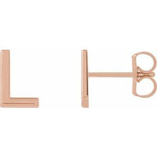 Charger l&#39;image dans la galerie, 14K Rose Single Initial L Earring
