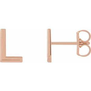 14K Rose Single Initial L Earring