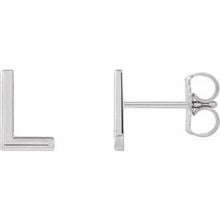 Charger l&#39;image dans la galerie, 14K White Single Initial L Earring
