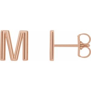 14K Rose Single Initial M Earring