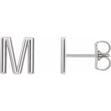 Load image into Gallery viewer, Platinum Single Initial M Earring
