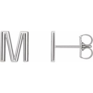 Platinum Single Initial M Earring