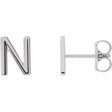 Load image into Gallery viewer, Platinum Single Initial N Earring
