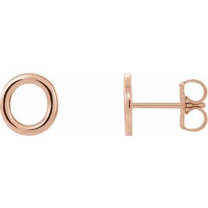 14K Rose Single Initial O Earring
