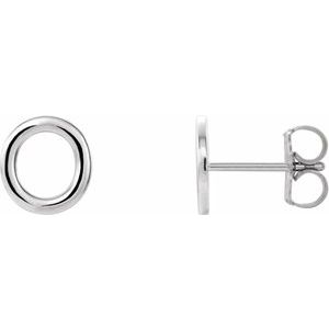 Platinum Single Initial O Earring