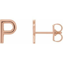 Load image into Gallery viewer, 14K Rose Single Initial P Earring
