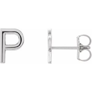 Platinum Single Initial P Earring