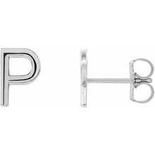 Load image into Gallery viewer, 14K White Single Initial P Earring
