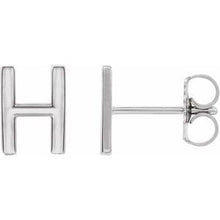 Load image into Gallery viewer, Platinum Single Initial H Earring

