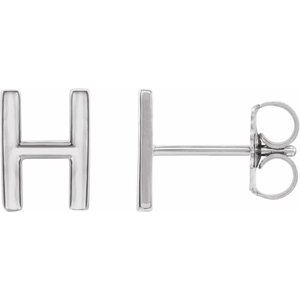 Platinum Single Initial H Earring